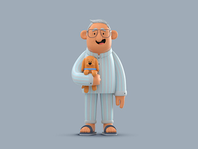 Dad 3d 3dart 3dillustration c4d character dad design dog graphic design illustration motion graphics papa pet render