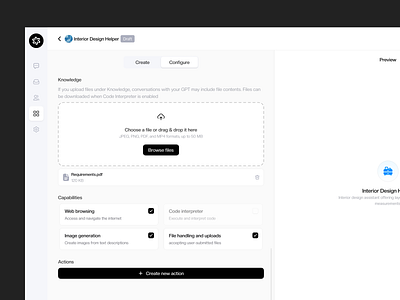 SAAS Dashboard ai cansaas chatbot chatgpt clean configuration dashboard design forms generator interface open ai saas saas agency saas design saas platform software ui ux