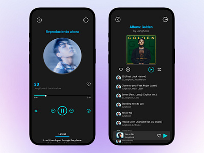 Music Player app mobile bts jungkook golden jungkook jungkook golden music player service design club ui ui camp ui camp w24 ui desing