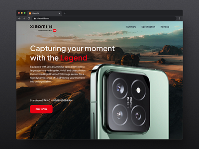 Xiaomi 14: Capturing Moments with Precision design figma hero landing page mobile phone phone ui uiux ux web web design website website design xiaomi