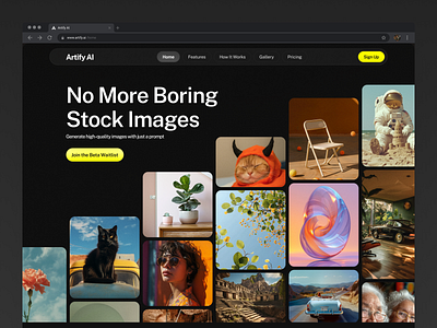 Artify AI - AI Generate Image Landing Page ai artificial clean design generate landing page photo photos ui web website