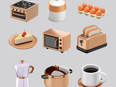 Kitchen Icons 3d blender 3d icons illustration low poly