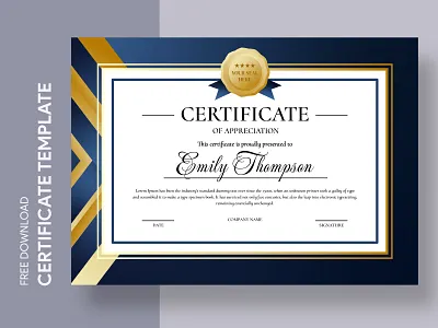Blue Gold Certificate blue gold certificate certificate certificate of appreciation certificate template certificates diploma docs free certificate template free google docs templates free template free template google docs google google docs google docs certificate template template