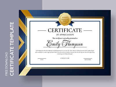 Blue Gold Certificate Free Google Docs Template blue gold certificate certificate certificate of appreciation certificate template certificates diploma docs free certificate template free google docs templates free template free template google docs google google docs google docs certificate template template