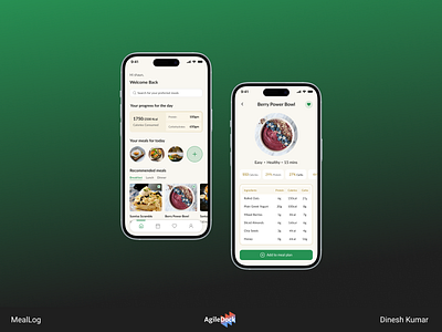 Meal Log Planner App agiledock agiledock designs agiledock services app design booking app digital innovation fitness goals meal log planner mobile app design ui design ui ux design ux design