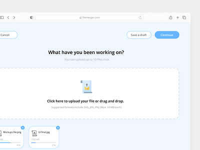 Day 31 - File Upload #DailyUI dailyui design file merger file upload lightmode loading screen macos ui ux website