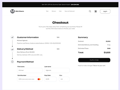 Simple Checkout UI checkoutui ecommercedesign minimalistdesign ordersummary paymentflow uiinspiration uxdesign