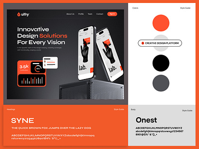 Creative Design Agency Website Style Guide With Header 3d analytics animation app ui branding cards figma graphic design motion graphics ui