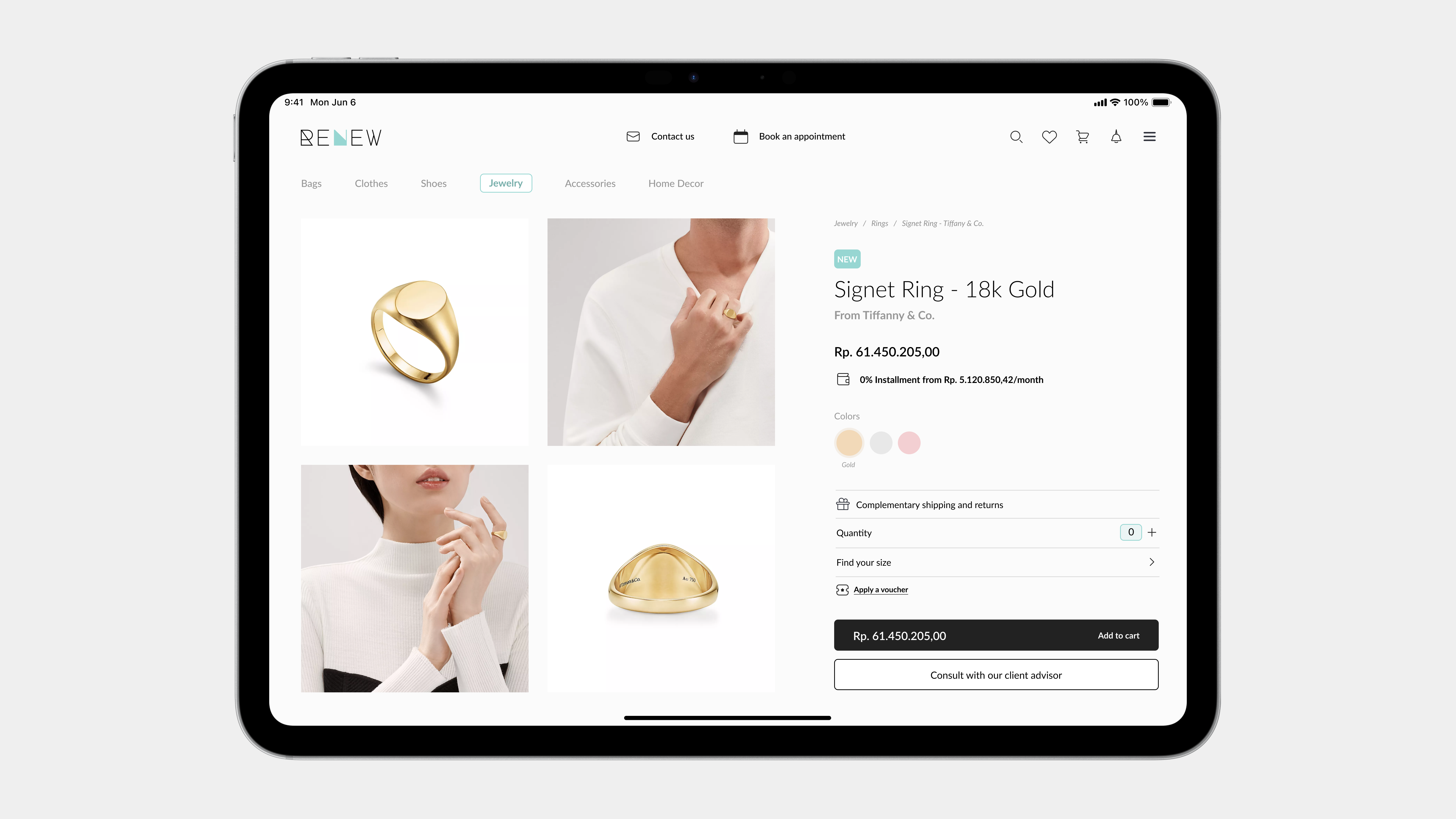 Day 33 - Customize Product #DailyUI checkout page customize product dailyui design ipados jewelry luxury ui ux website