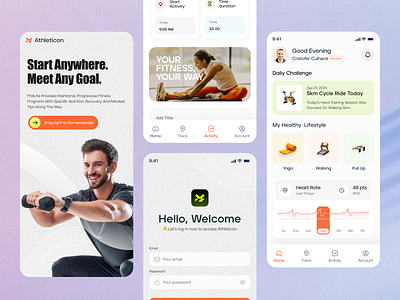 Athleticon Fitness Training Responsive 2024 app design app design inspiration app shot best app design best dribbble app design fitness fitness app fitness tracker app fitness tracking app design health health tracking app mobile app physical tracking app responsive design training app