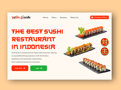 Yoshi Sushi - Landing Page Website branding festival figma food japan japanese restaurant sushi uiux web design