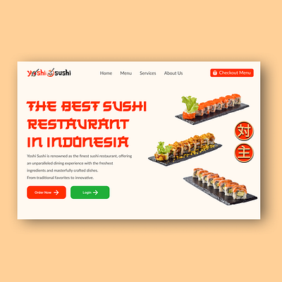 Yoshi Sushi - Landing Page Website branding festival figma food japan japanese restaurant sushi uiux web design