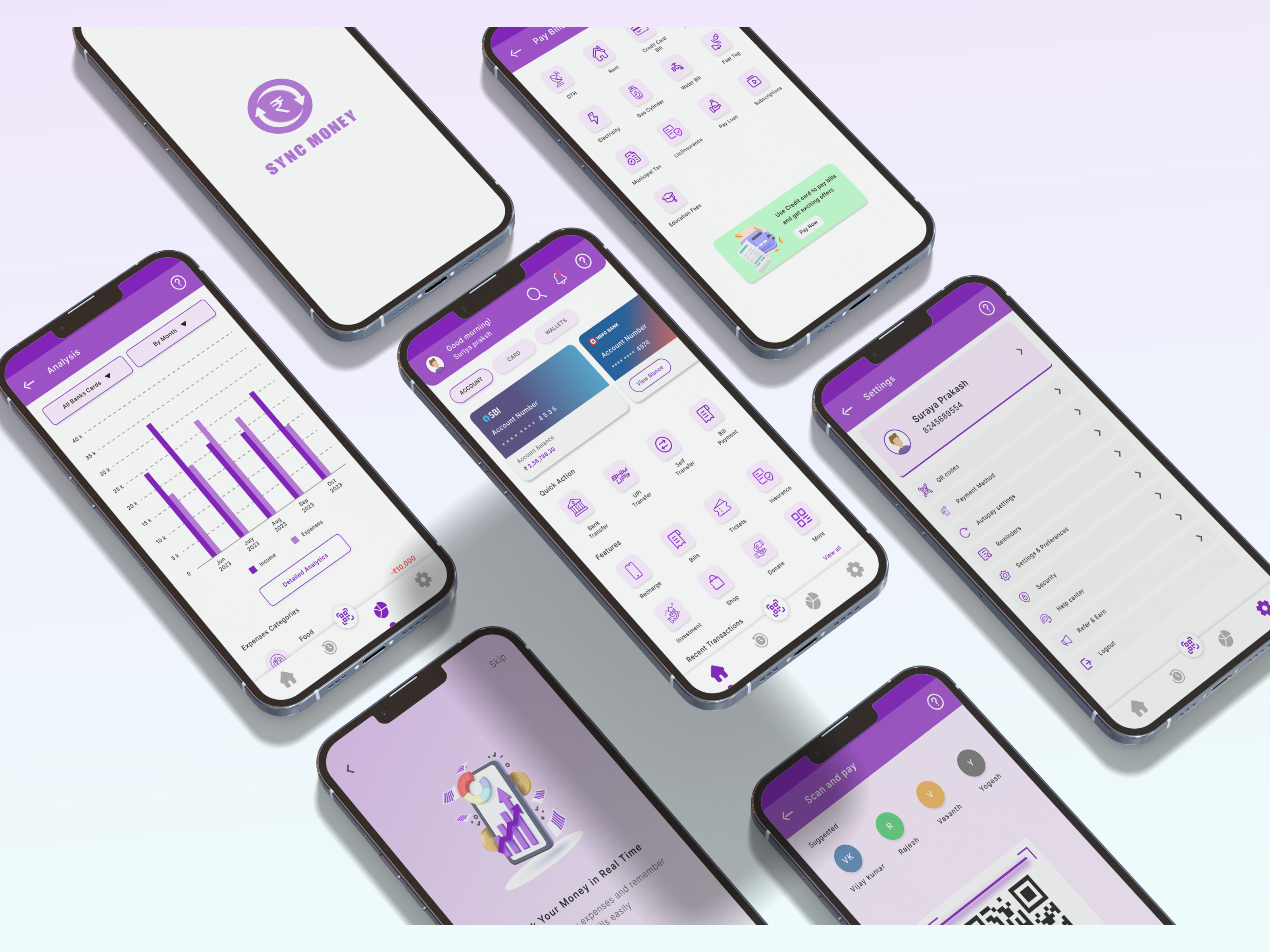 Sync Money App Design app app design bank app figma intraction design logo mobile app design prototype ui ui design ux design