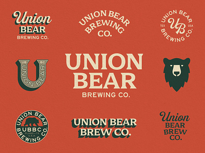 Union Bear Brewing Co. Logos bear beer brand identity branding design hops logo logo symbol restaurant restaurant branding type typography vintage