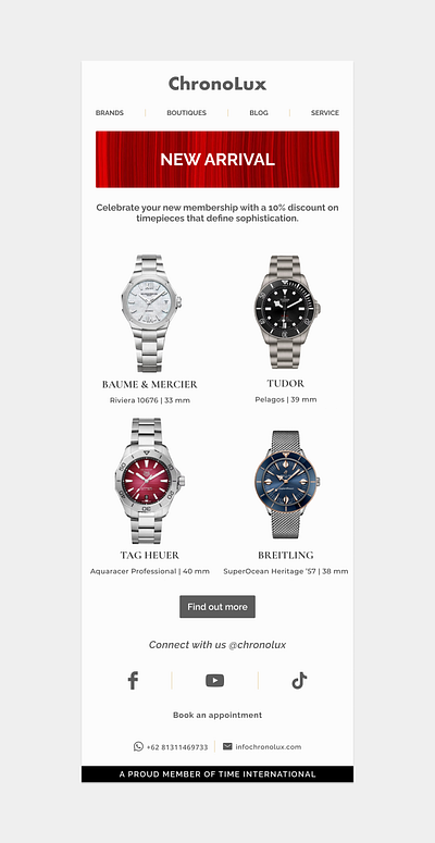 Day 36 - Special Offer #DailyUI dailyui design email lightmode luxury watches newsletter promo special offer ui ux