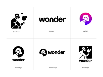 Wonder logo concept 3d ai tool animate character dynamic illustration live action scene logo concept logo design logo system mark product responsive logo software wonder wonder studio