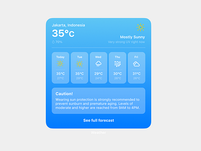 Day 37 - Weather Design #DailyUI app dailyui design ios lightmode temperature ui uv ux weather widget