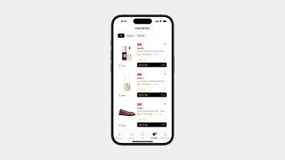 Day 45 - Favorites #DailyUI app dailyui design ecommerce favorites ios lightmode ui ux women fashion