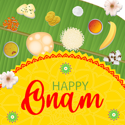 Onam Greeting design graphic design illustration typography vector