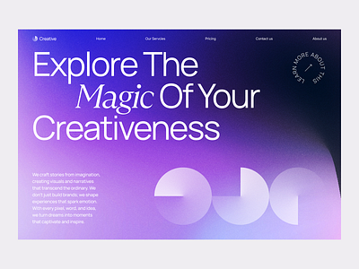 Creative Agency Website Design agency circle creative creativity geometric grid hero layout mesh gradient minimal pink purple ui uidesign web web design website design