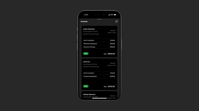 Day 46 - Invoice #DailyUI app dailyui darkmode design invoice ios payment ui ux