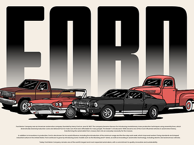 Ford : Legend in the United States - Personal project graphic design hand drawn illustration poster vintage illustration