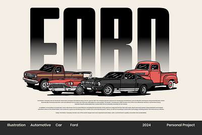 Ford : Legend in the United States - Personal project graphic design hand drawn illustration poster vintage illustration