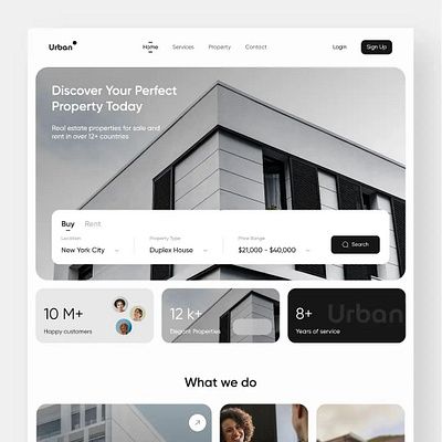 real estate Agency website Urban 3d airbnb bnb home hotel house inspiration interface real estate u ui ux web design website white and black