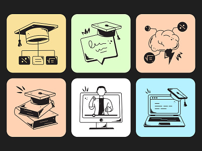 Animated E Learning Icons animation branding digital education doodle icons e book e learning e learning icons edtech education icon elearning design icon animation icon design icon set icons learning platform minimal online class online course online learning vector icons