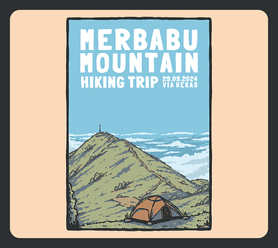 Pendakian Massal Gunung Merbabu apparel design branding graphic design hand drawn illustration sticker vintage illustration