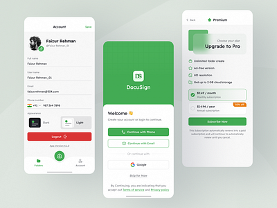 Documents Scanner account animation application darkmode documents login pro design scanner signup splash ui uiux upgrade plan welcome screen