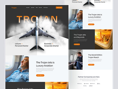 Privet Jet Charter Service Landing Page Design aeroplane air bnb animation aviation clean design emirates fleet fly jet jet services landing page trojan ui ux web design website