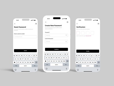 Reset Password UI - Email & OTP Verification app design app security app ui email reset login flow mobile app design mobile ui otp verfication reset password reset password flow simple flow ui ui design user authentication user experience verification screen