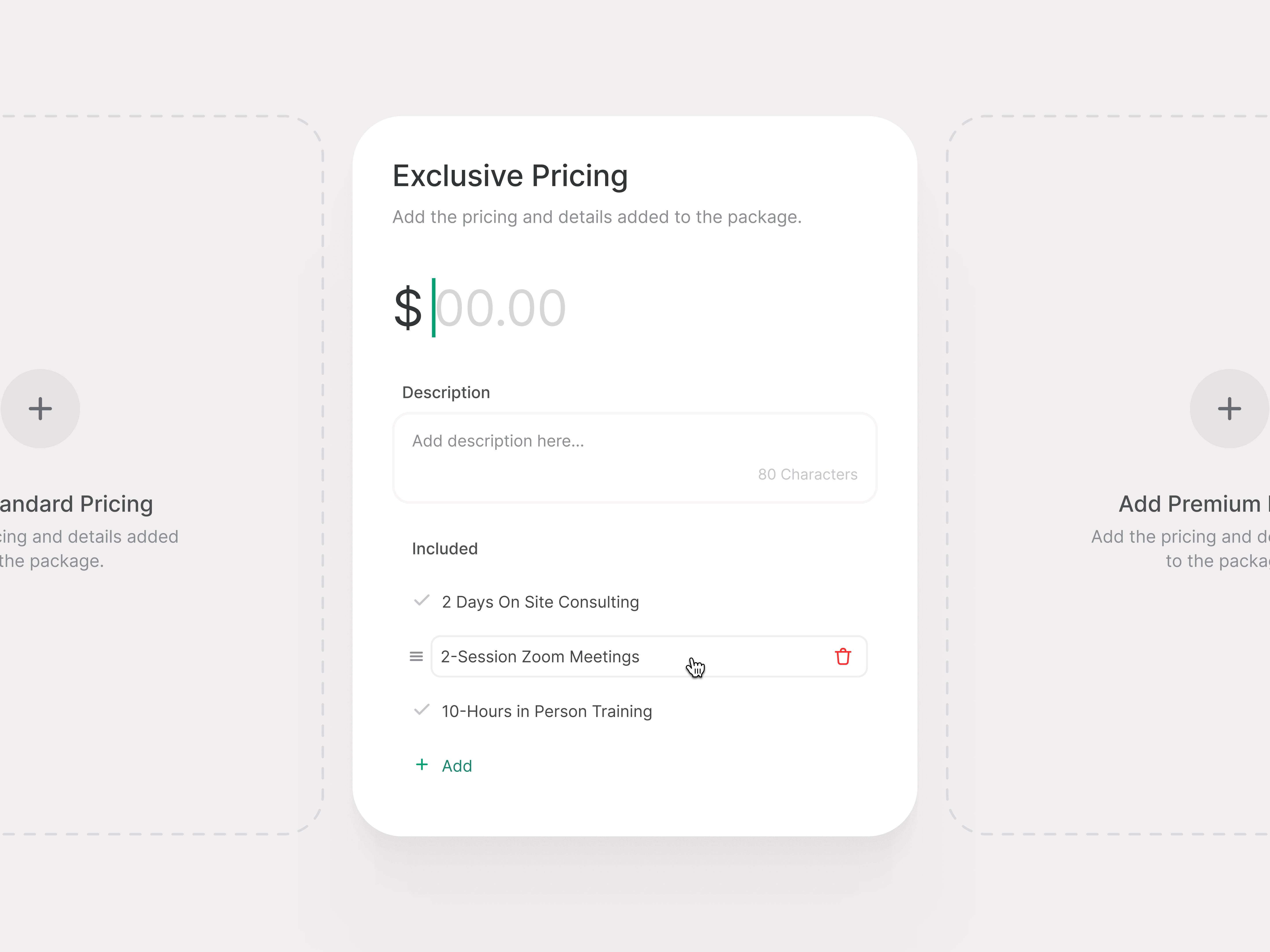 Example of 📦 Price your packages
