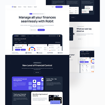 Robit SaaS Finance Website design dri dribblers finance landing page design saas ui uidesign user experience ux web design