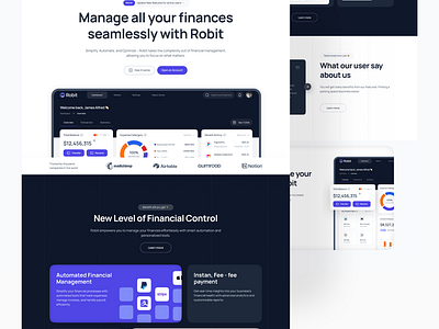 Robit SaaS Finance Website design dri dribblers finance landing page design saas ui uidesign user experience ux web design