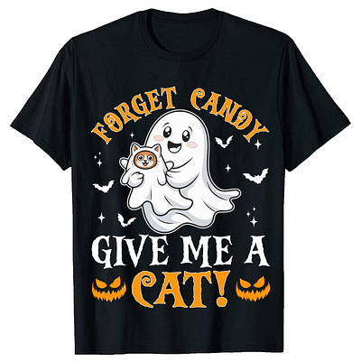 Cat Halloween T-Shirt Design logo