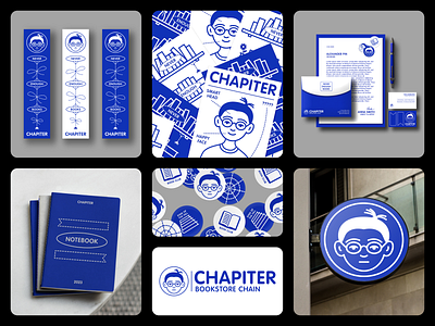 Chapiter Branding bookstore brand identity branding business card design graphic design illustration logo notebook poster signboard