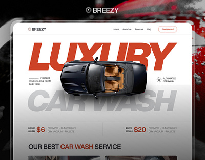 Car Wash Service Company Website Design car cleaning company landing page wash service web design website