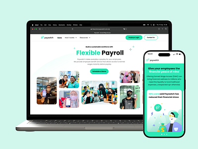 Paywatch: Real-Time Access to Earnings (Web Design) application bank branding design earn finance flat graphic design illustration interface landing page logo money payday payment payroll ui vector web