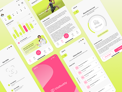 Vitalbuddy | Health App app app design branding check check up design graphic design health healthy heart heart rate illustration medical mobile mobile design monitoring ui ui design ux design vector