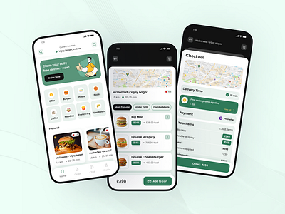 Food App app design card checkout designsystem designthinking figma figma design figmadesign food app mobileappdesign productdesign ui uiuxdesign userexperience userinterface usertesting uxdesign uxresearch webdesign wireframe