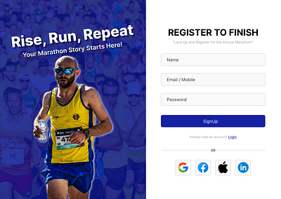 Sign up page for an Annual Marathon #DailyUI #001 dailyui register registration signup ui