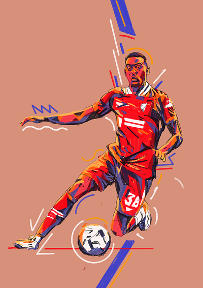 Ryan Gravenberch - New illustration style character fc liverpool football football illustration illustrated football illustration illustrator people portrait portrait illustration procreate soccer soccer illustrated soccer illustrations