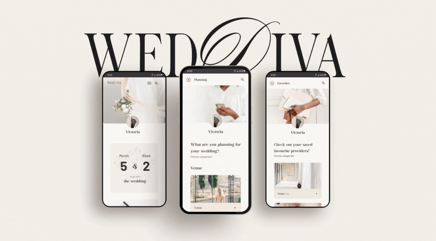 Wedding Planner App - UX/UI Design app design brand design branding design system exclusivebrand function flow logo persona product design project management ui uidesign ux ux research wireframes