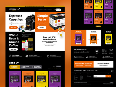 Bestpresso Coffee - Ecommerce Website bento bentogrid coffee dark ecommerce grid landingpage nespresso shop shopify ui ux website