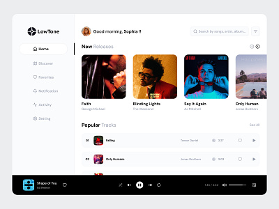 Web Music Player Concept audio audio player dashboard design music music player player playlist song sound ui ux web design web player