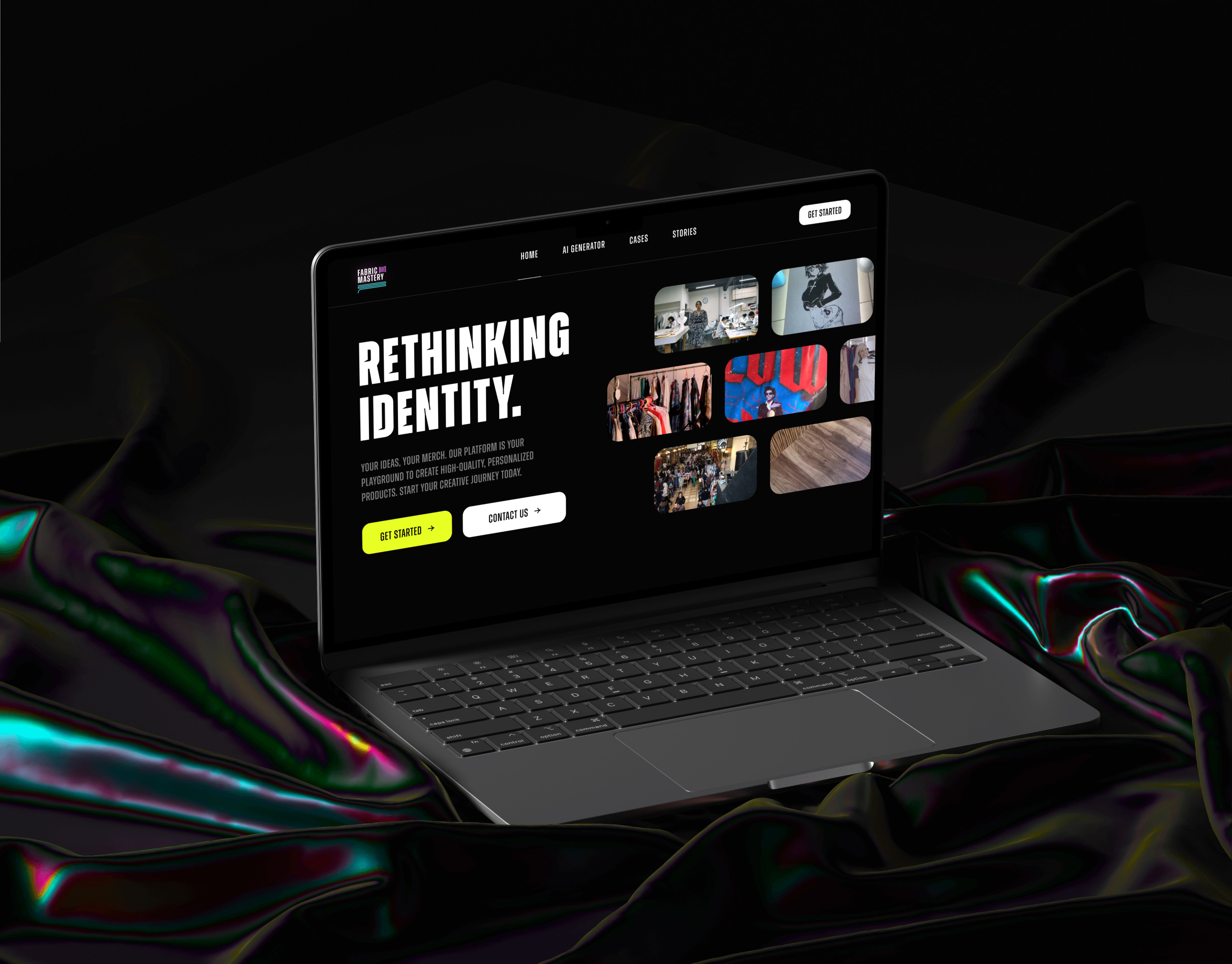 Fabric Mastery | Web Design 3d animation animation branding dark ui fashion website figma merchandise mockup ui ux web design