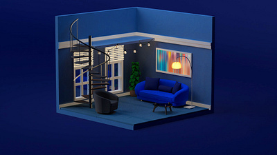 Where's the party ? 3d benig isometric room stylized