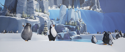 The penguin pool 3d arctic cold motion graphics penguin stylized